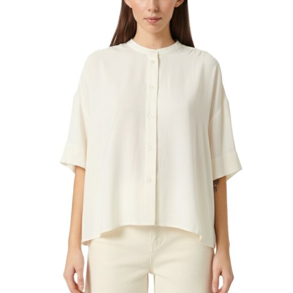 SOAKED IN LUXURY Cattie Butter Yellow 3/4 Sleeve Cream Button Front Blouse M - Picture 1 of 8